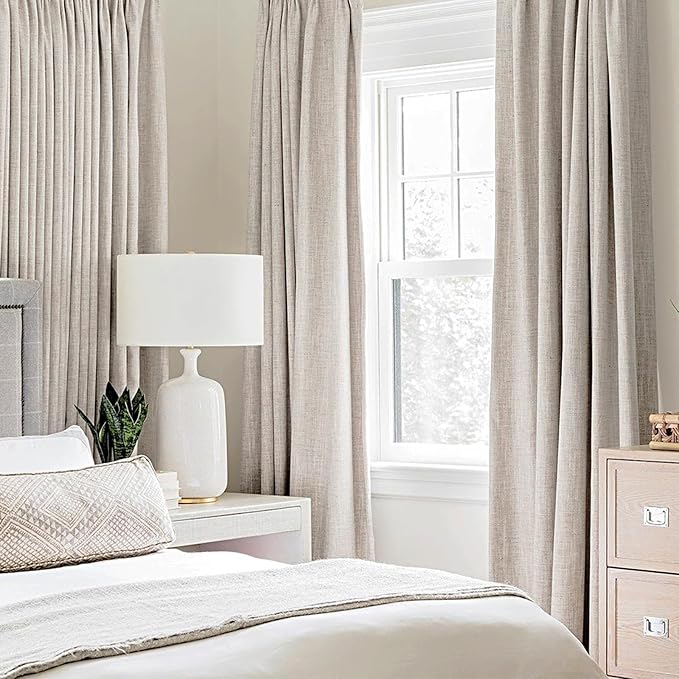 MIULEE 100% Blackout Linen Textured Curtains