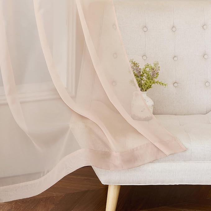 NICETOWN Taupe Voile Sheer Curtains 108 inches Long