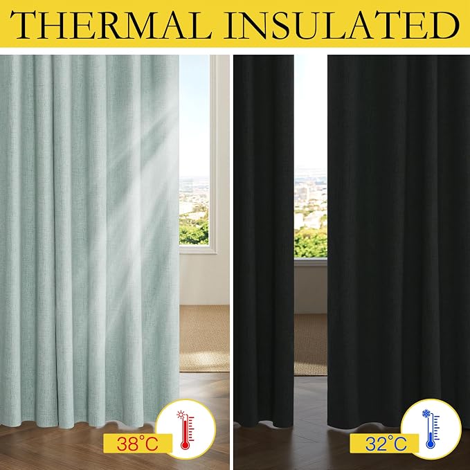NICETOWN 100% Absolutely Blackout Linen Curtains