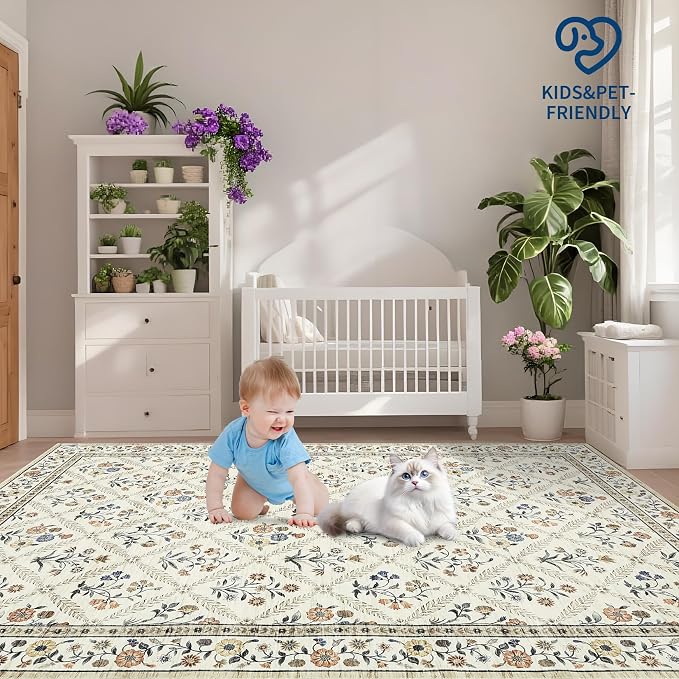 Washable Kitchen Runner 2x6 Non-Slip Floral Carpet Runner