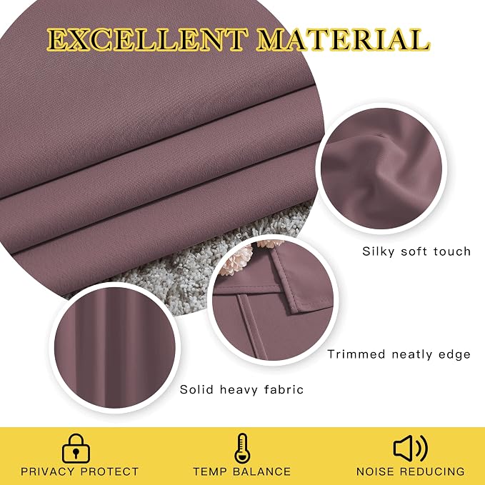 NICETOWN Bedroom Curtains 63 inch Length 2 Panels