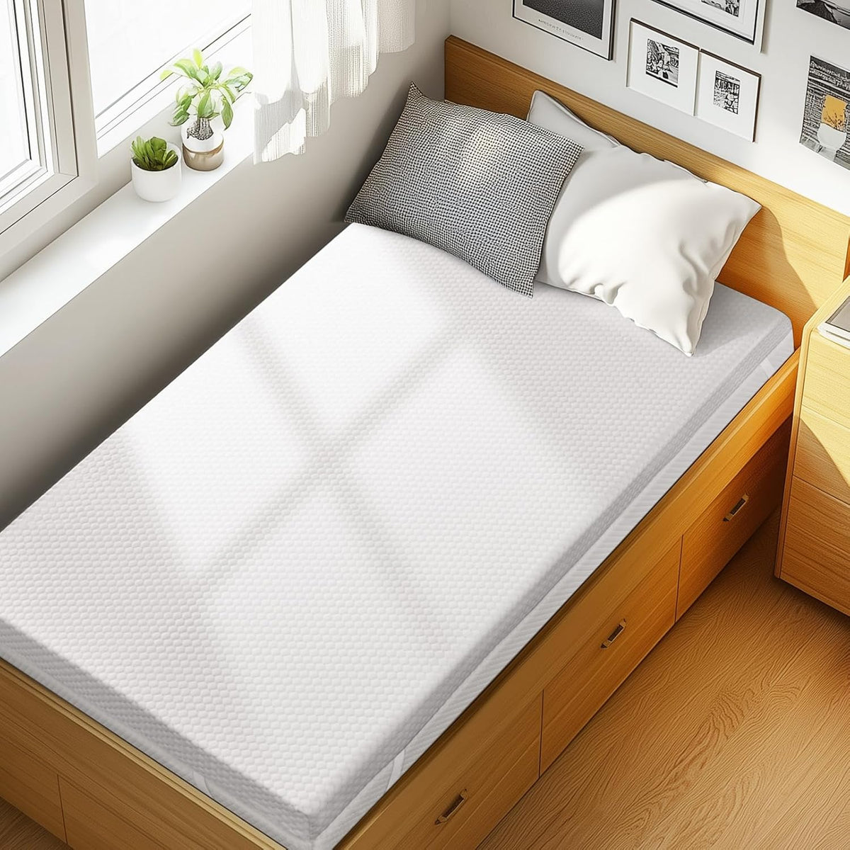 PERLECARE 2 Inch Gel Memory Foam Mattress Topper for Pressure Relief, Premium Soft Mattress Topper for Cooling Sleep, Non-Slip Design with Removable & Washable Cover, CertiPUR-US Certified - Twin