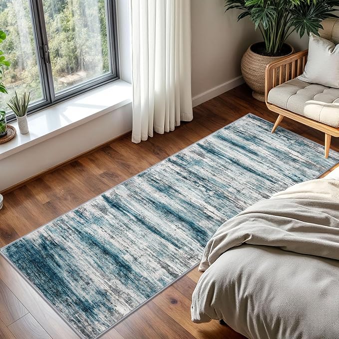 KOZYFLY Modern Abstract Hallway Runner Rug, 2x5 Washable Rug Runner Non-Slip