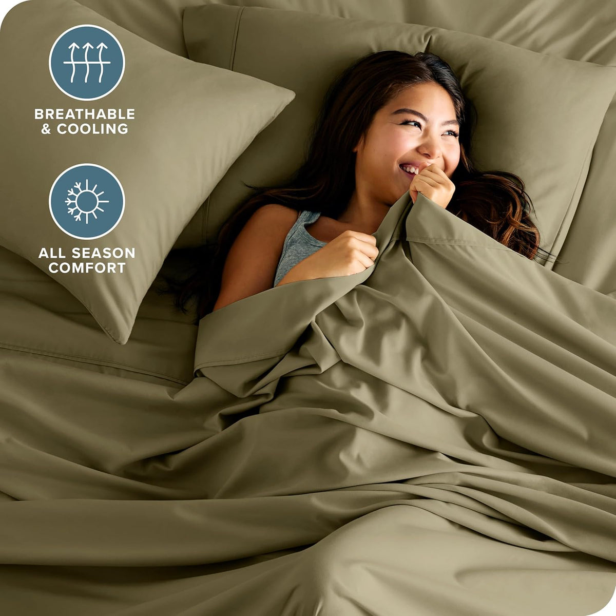 Bare Home Twin Sheet Set - 1800 Ultra-Soft Microfiber Twin Bed Sheets - Double Brushed - Deep Pockets - Easy Fit - Extra Soft - 3 Piece Set - Bedding Sheets & Pillowcases (Twin, Olive)