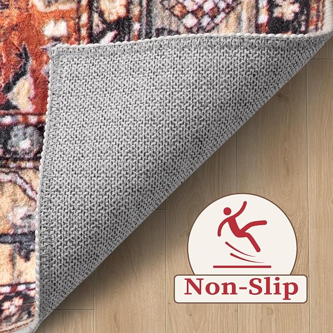SERISSA Boho Round Area Rug, 6ft Washable Non-Slip Circle Rug, Ultra Soft