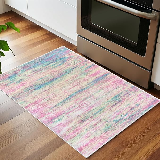 KOZYFLY Modern Abstract Small Area Rugs 2x3, Washable Indoor Front Door Mat