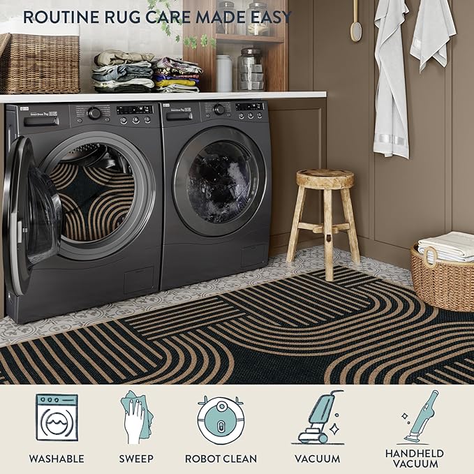 Lahome Modern Geometric Runner Rug, 2x6 Laundry Room Rug Runners