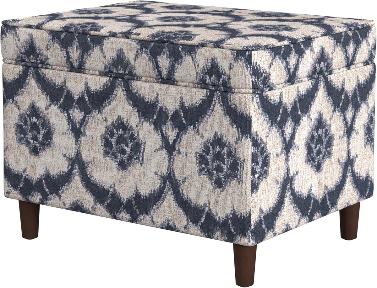 Home Decor | Dinah Collection Modern Storage Ottoman | Ottoman with Storage for Living Room & Bedroom(Blue Medallion Print)