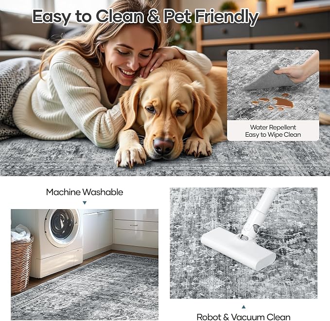 Lofus 9x12 Area Rug for Living Room, Soft Neutral Carpets for Bedroom Dining
