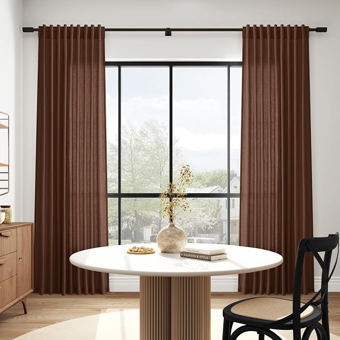 Nanspring Mocha Brown Curtains 84 Inches Long
