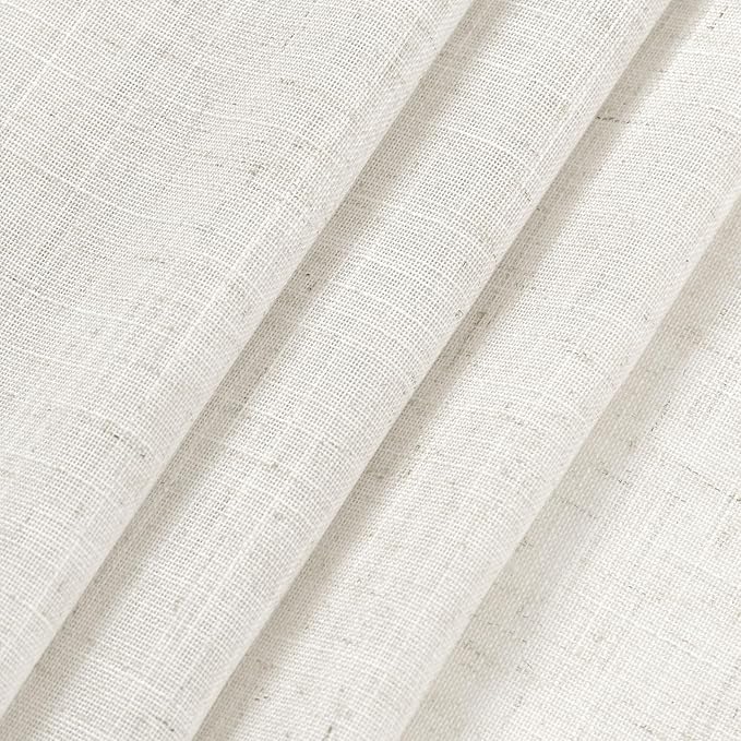 Extra Long Beige White Linen Curtains 132 Inch
