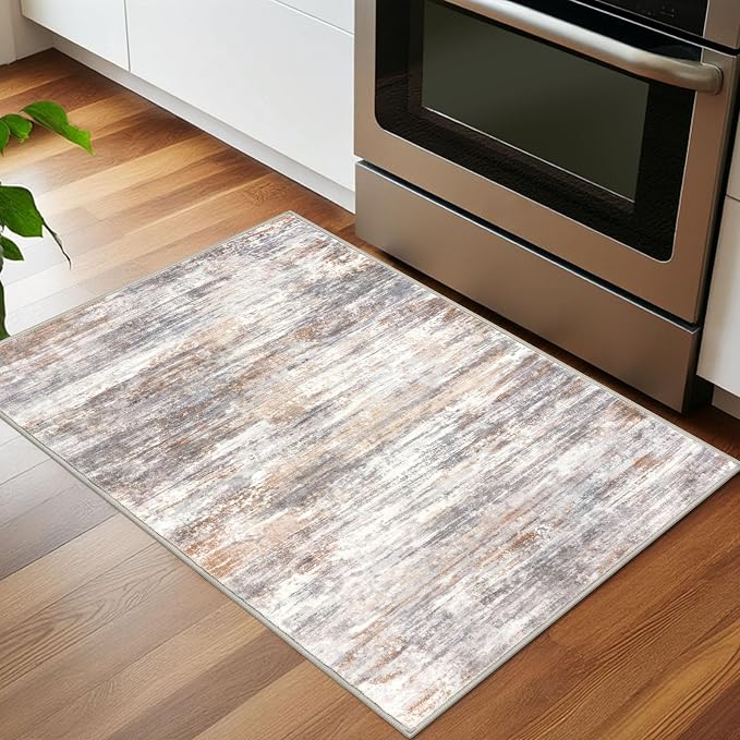 KOZYFLY Modern Abstract Small Area Rugs 2x3, Washable Kitchen Rug Non-Slip Soft