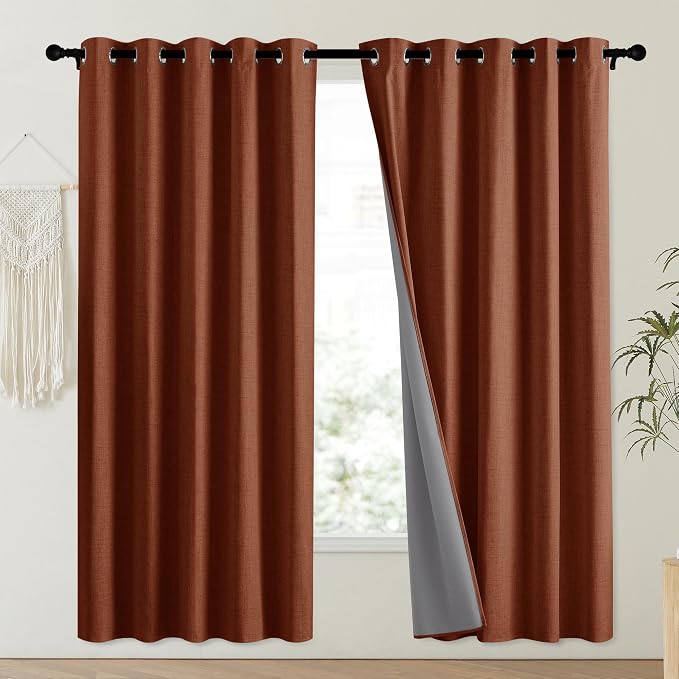 NICETOWN 100% Absolutely Blackout Linen Curtains