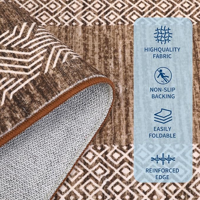 Washable 2.5x10 Kitchen Runner Rug, Easy Clean Geometri Rugs