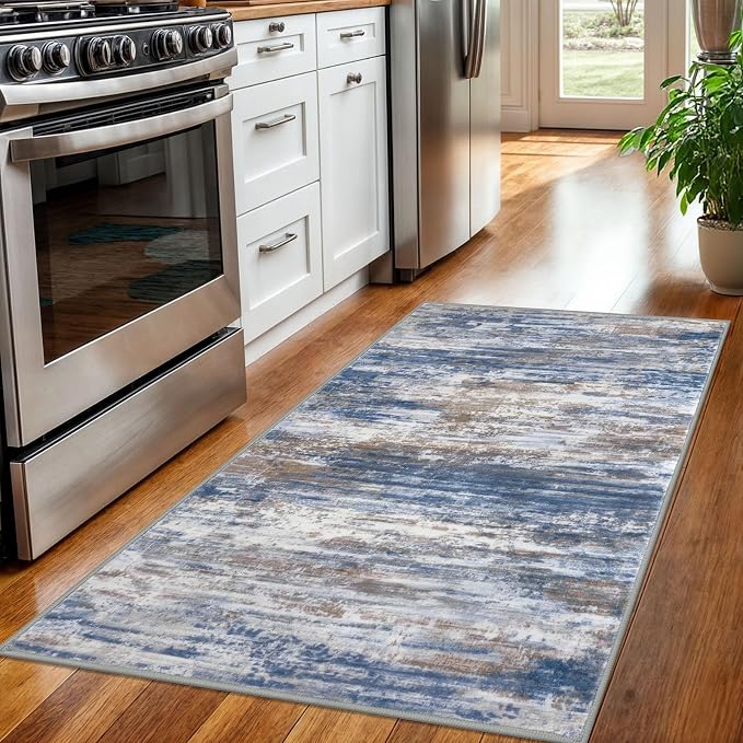 KOZYFLY Modern Abstract 3x5 Large Entryway Rug Non-Slip Washable Area Rug