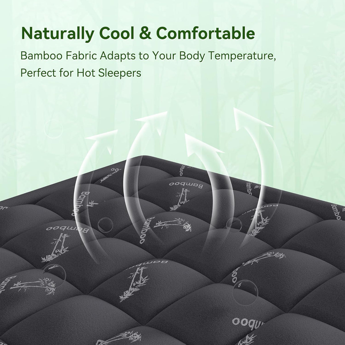 Anluoer Memory Foam Mattress Topper King for Back Pain, Rayon Derived from Bamboo Pillow Top Mattress Topper for Hot Sleepers,Cooling Mattress Pad with 8-21" Deep Pocket, 78x80 Inches, Dark Grey
