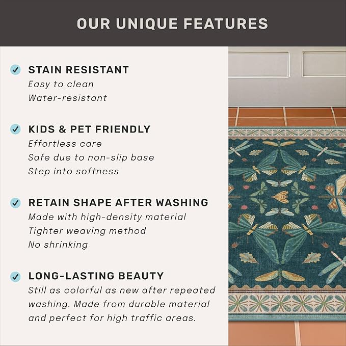 Hazo Haus Brown and Green Kitchen Sink Runner Rug 2x5