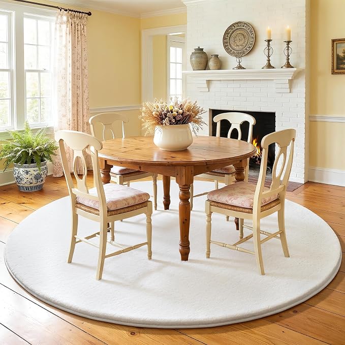 Amearea White Round Area Rugs 5ft Washable Circle Rugs