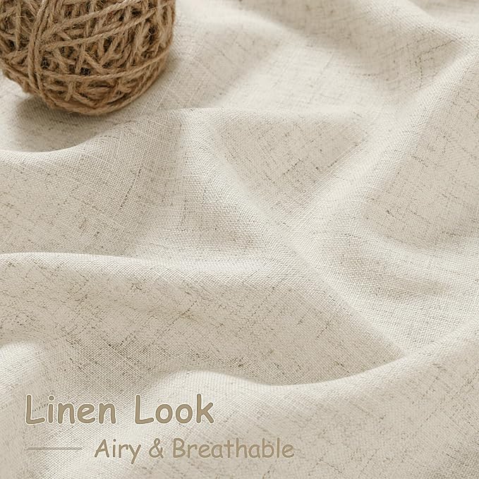 Nanspring Vanilla Linen Curtains 102 Inches Long