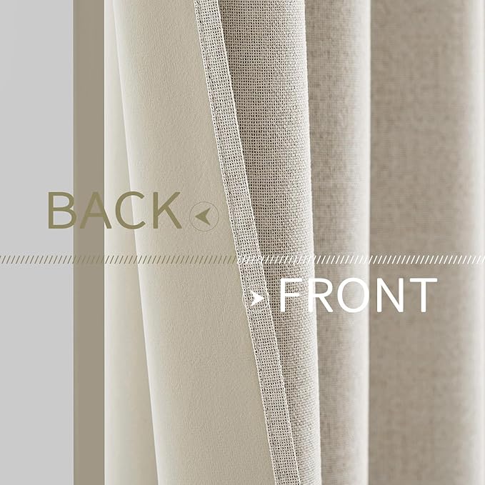 MIULEE 100% Blackout Linen Curtains