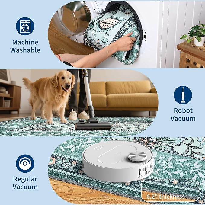 GarveeHome Teal 2x3 Door Mat Indoor Rugs