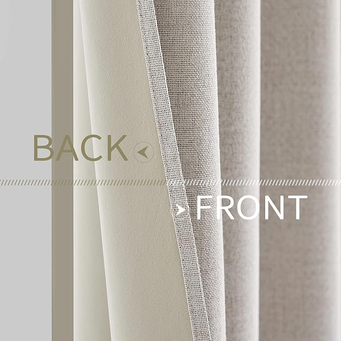 MIULEE 100% Blackout Linen Textured Curtains