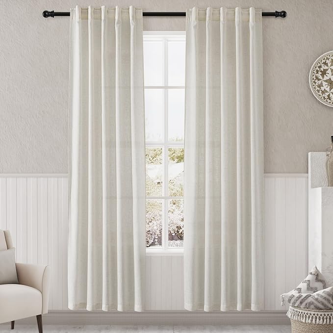Cream Linen Curtains 84 inches Long