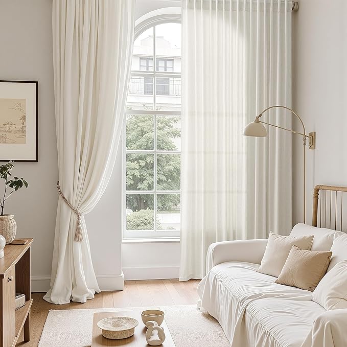 Nanspring Natural Linen Curtains 96 Inches Long