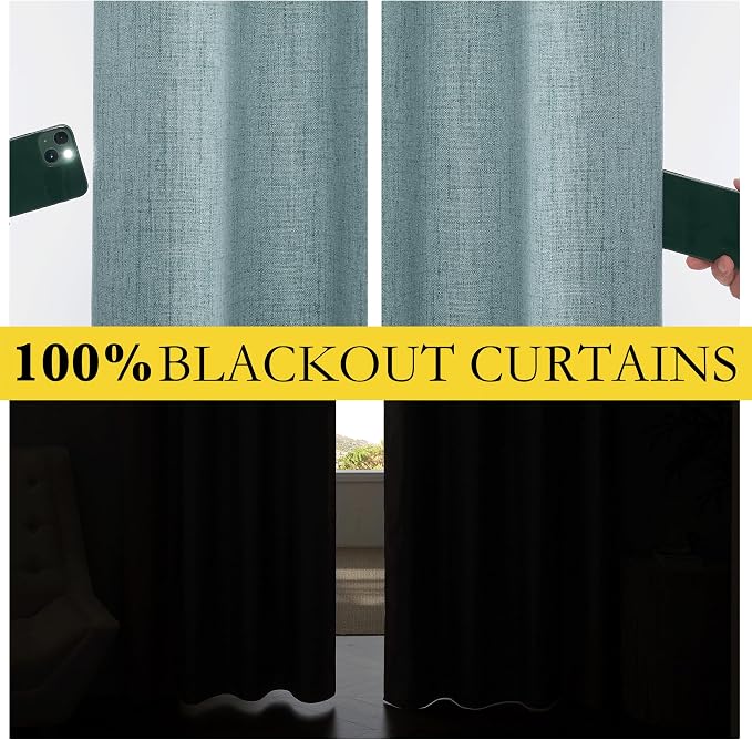 NICETOWN 100% Absolutely Blackout Linen Curtains