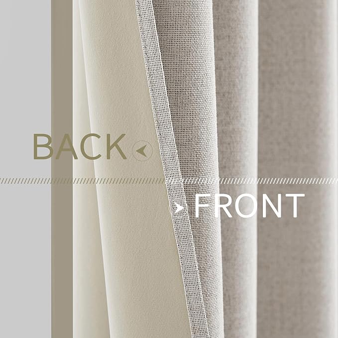 MIULEE 100% Blackout Linen Textured Curtains