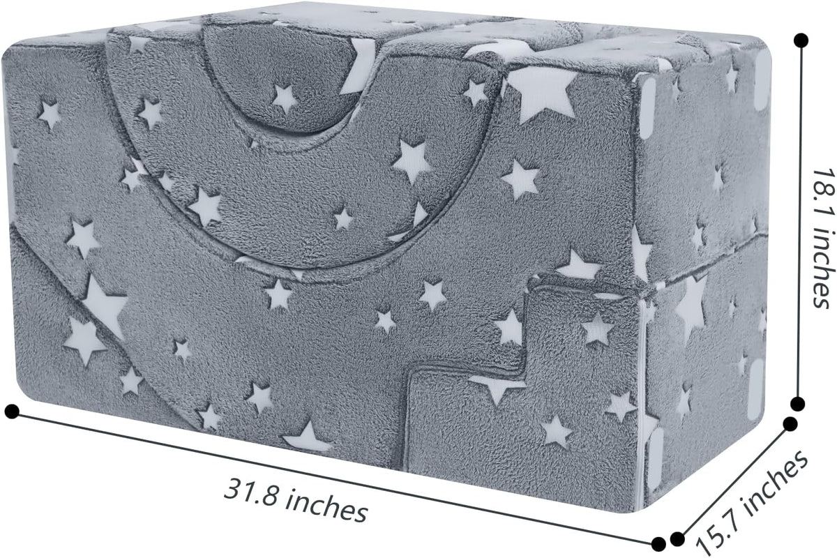 MeMoreCool Foam Climbing Toddler Couch, Modular Kids Sofa with Slide & Stair, Convertible Baby Couch for Playroom, Sectional Furniture for Crawling, Climbing, and Kids’ Play