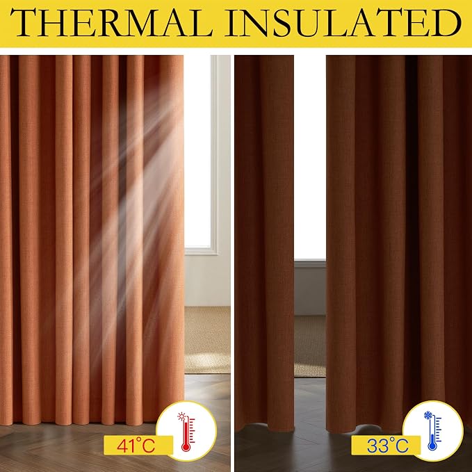 NICETOWN 100% Absolutely Blackout Linen Curtains