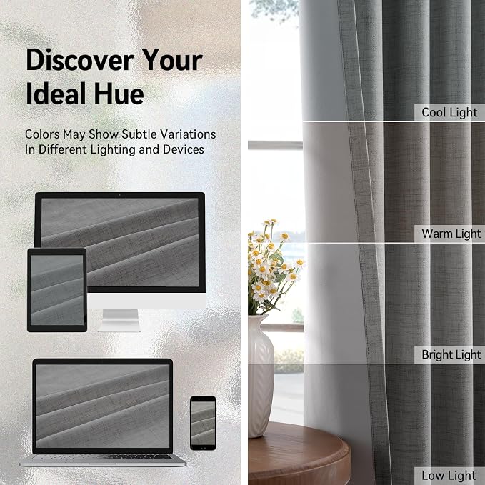100% Blackout Shield Linen Blackout Curtains