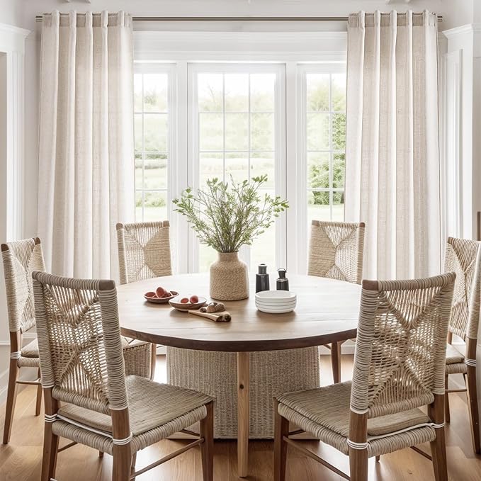 Beige Flax Linen Curtains 90 Inches Long