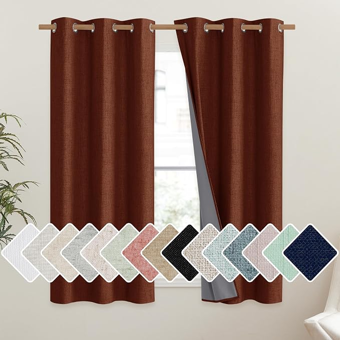 NICETOWN 100% Absolutely Blackout Linen Curtains