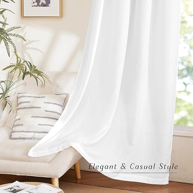 NICETOWN Linen Curtains 96 inches Long