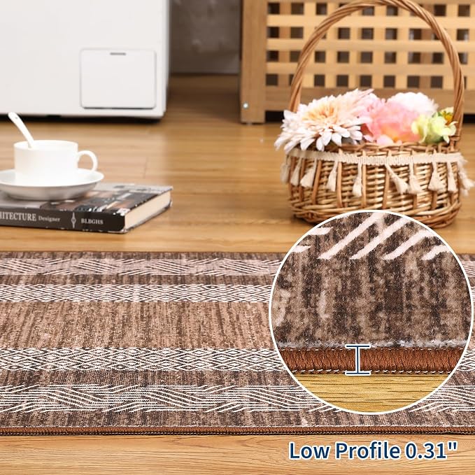 Washable 2.5x10 Kitchen Runner Rug, Easy Clean Geometri Rugs
