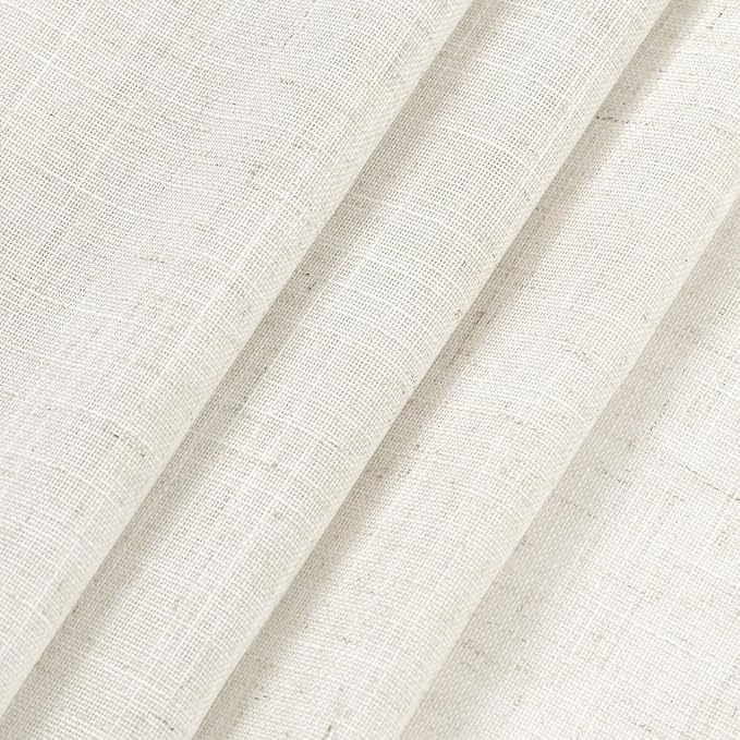Nanspring Cream Semi Sheer Linen Curtains 63 inch Length