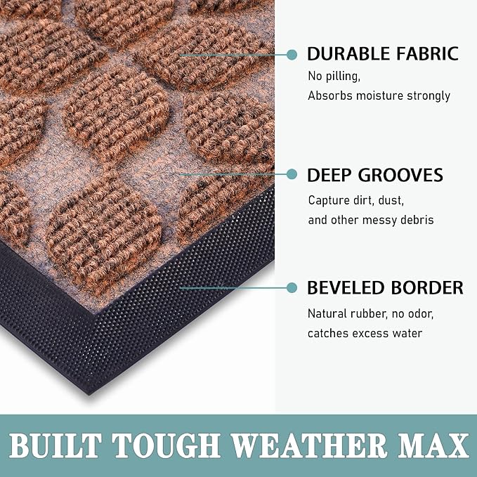 Bulijojo Sturdy Front Entrance Doormats, Durable Heavy Duty Welcome Mat
