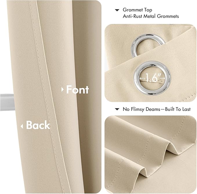 MIULEE Cream Beige Blackout Curtains