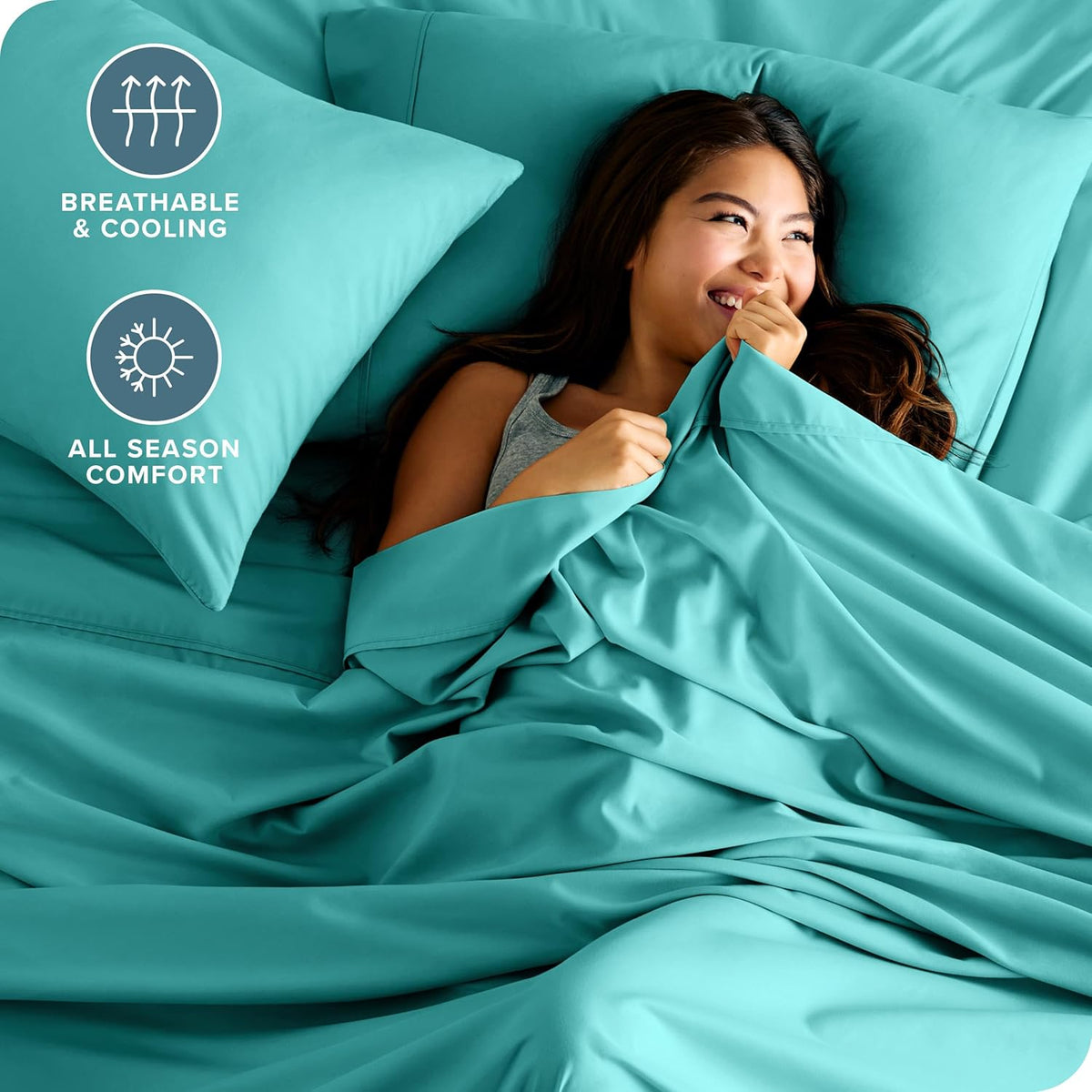 Bare Home Full XL Sheet Set - Luxury 1800 Ultra-Soft Microfiber Full Extra Long Bed Sheets - Double Brushed - Deep Pockets - Easy Fit - 4 Piece Set - Bedding Sheets & Pillowcases (Full XL, Turquoise)