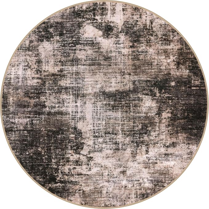 IOHOUZE Abstract Round Area Rug 8 Ft Washable Circle Rugs Large Round Rug Non
