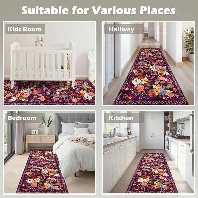 Rug for Hallways Kitchen Rug 2x8, Non Slip Washable Rugs