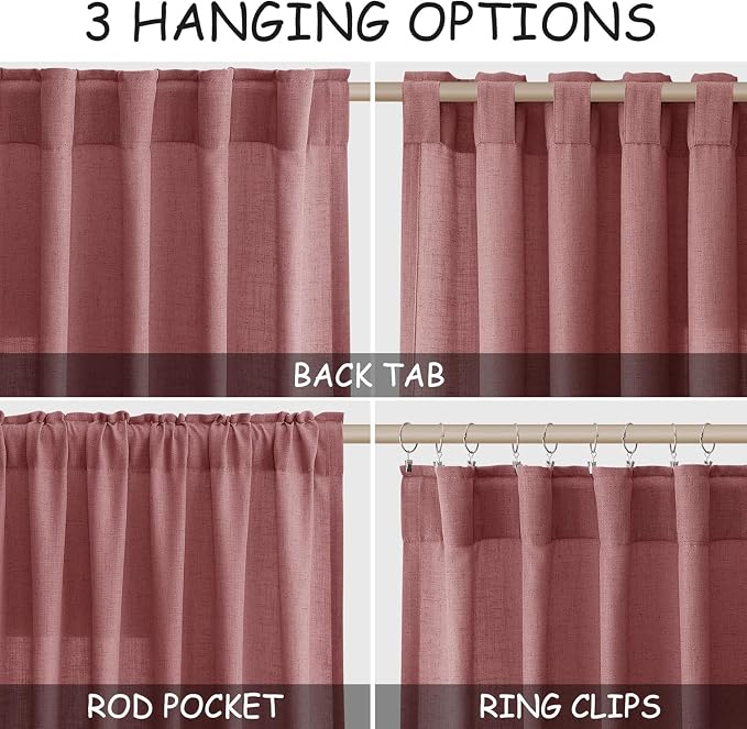 Canyon Rose Linen 112 Inch Curtains