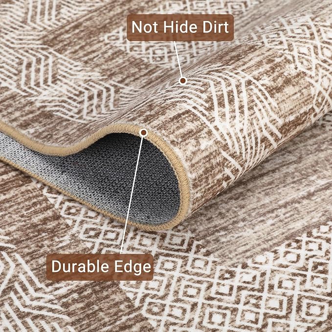 GarveeHome 2x6 Modern Bordered Runner Rug Soft Non Slip Runner Washable Non
