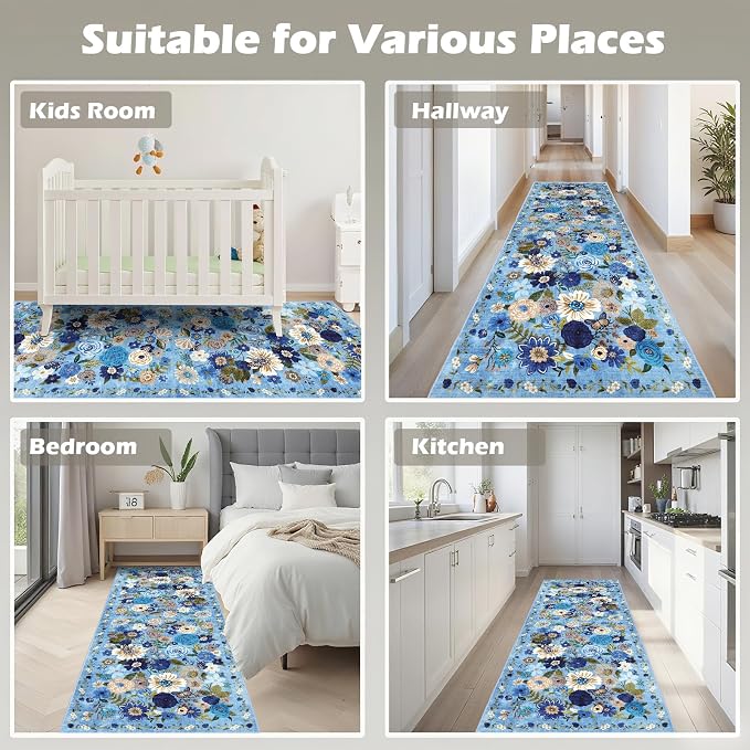 Rug for Hallways Kitchen Rug 2x8, Non Slip Washable Rugs