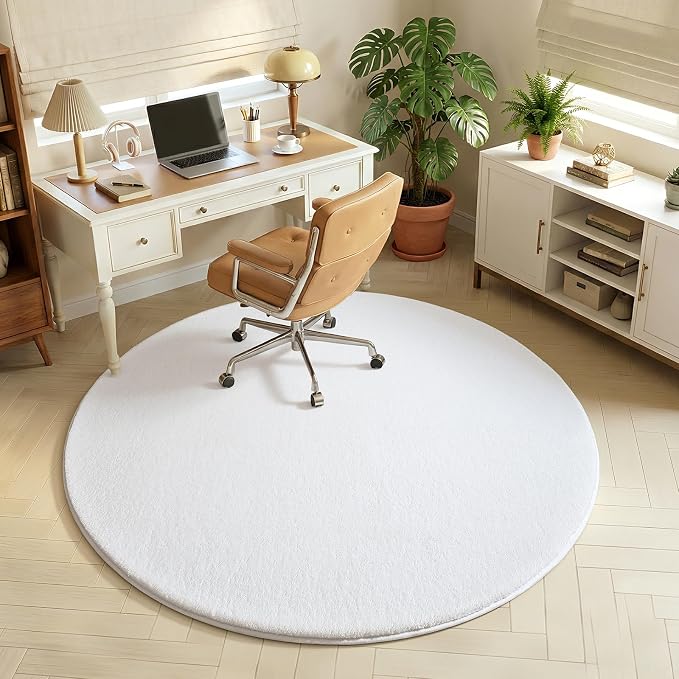 Amearea White Round Area Rugs 5ft Washable Circle Rugs