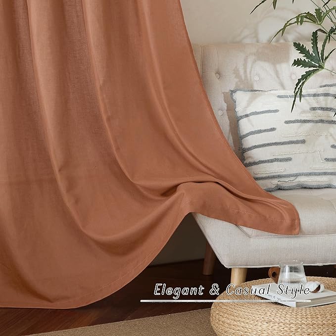 NICETOWN Caramel Linen Curtains
