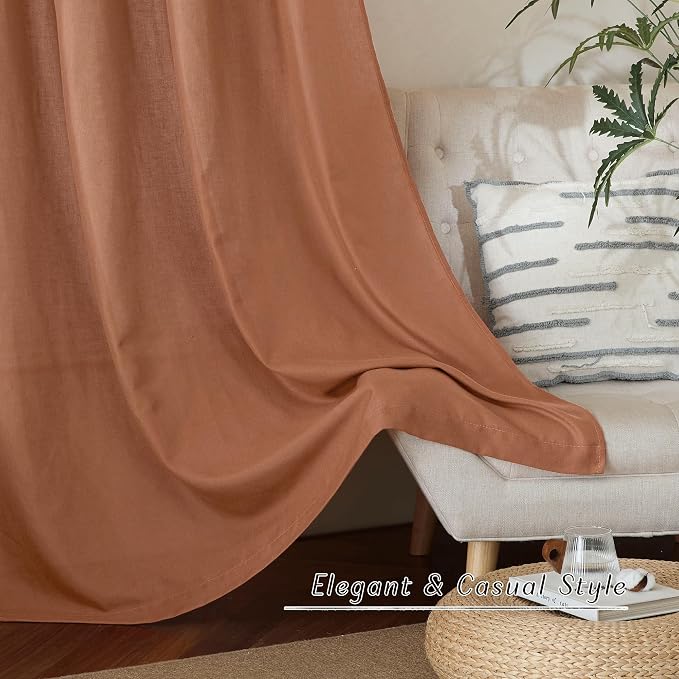NICETOWN Caramel Linen Curtains