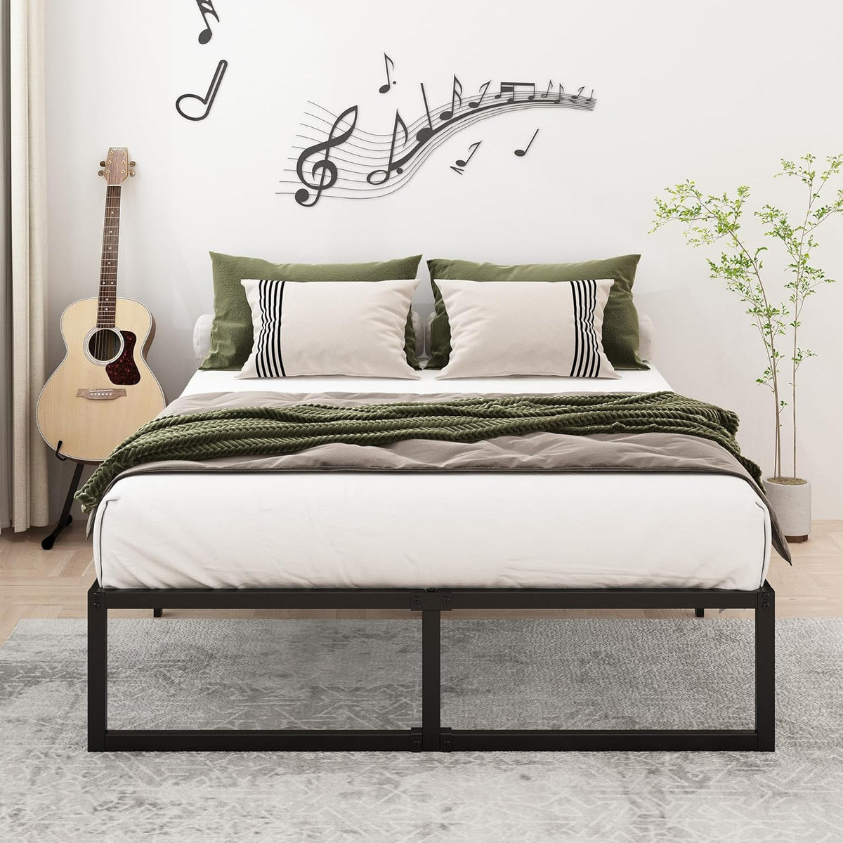 12 Inch Full Size Bed Frame No Box Spring Needed, Heavy Duty Metal Platform Beds with Sturdy Steal Slats for Mattress Foundation, Easy Assembly, Noise Free, Black